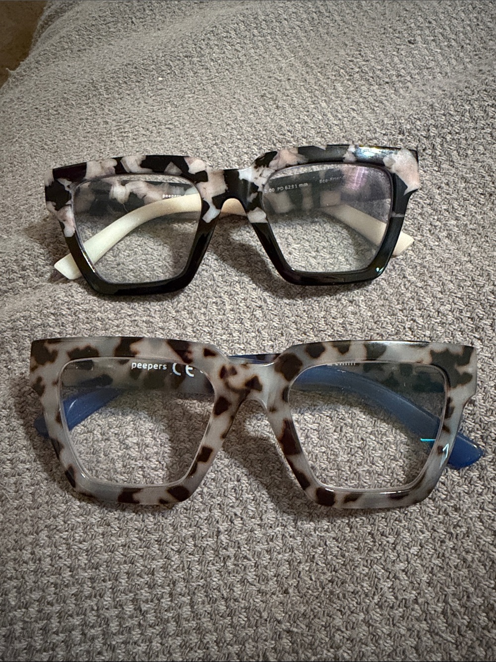 Two Anthropology Peepers eye glasses +2.00 in tortoiseshell patterns Gently used